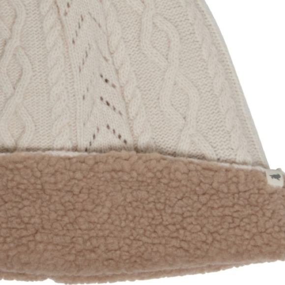 Toad & Co Flurrie Knit Beanie Winter Hat Fleece Lined Egret Tan White OS NWT - Picture 3 of 8